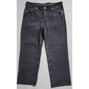 H&M &Denim Baggy Low Waist Jeans Womens US 14 Washed Black Wide Leg